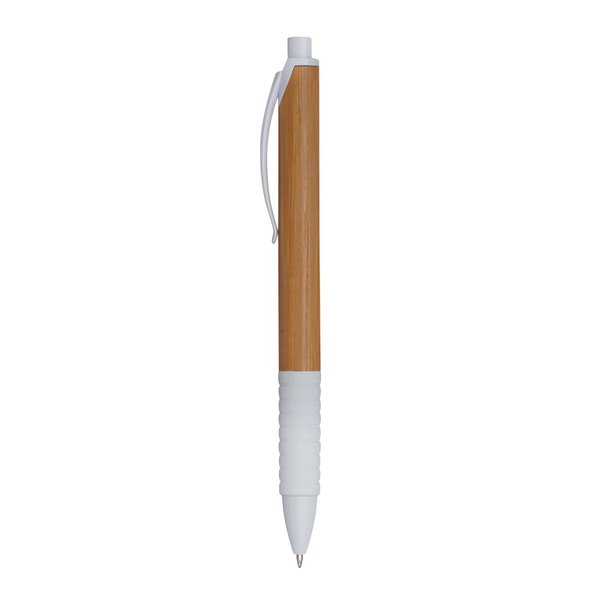 Ручка шариковая BAMBOO RUBBER, белая - Ручка шариковая BAMBOO RUBBER, белая