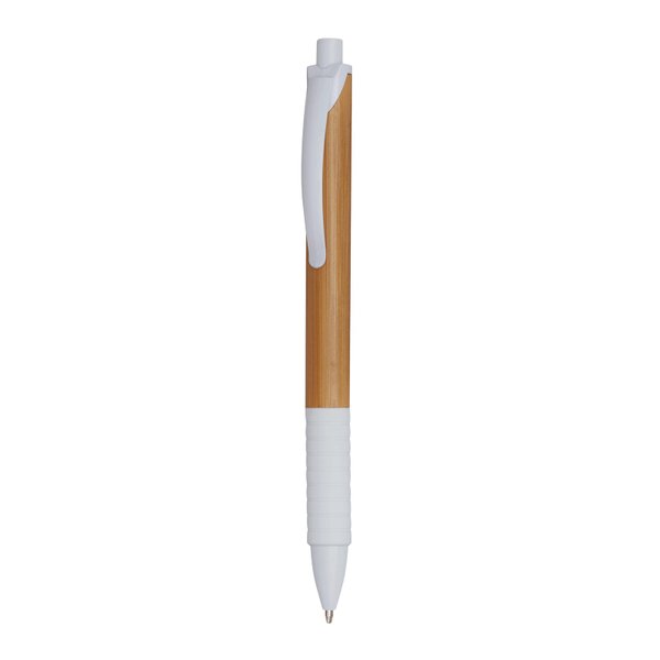 Ручка шариковая BAMBOO RUBBER, белая - Ручка шариковая BAMBOO RUBBER, белая