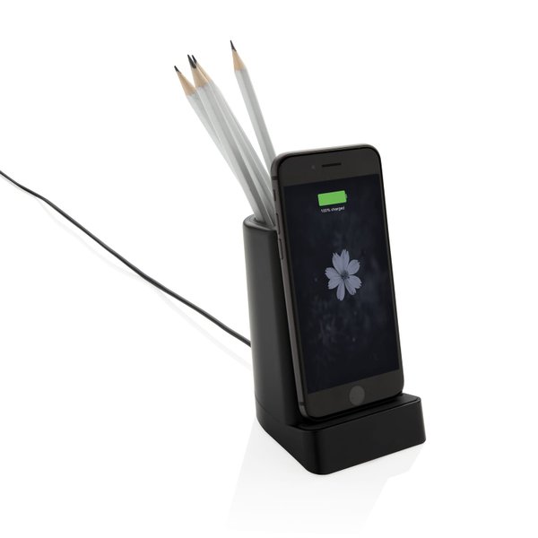 Док-станция Light up для беспроводной зарядки с подставкой для ручек, 5W - Док-станция Light up для беспроводной зарядки с подставкой для ручек, 5W