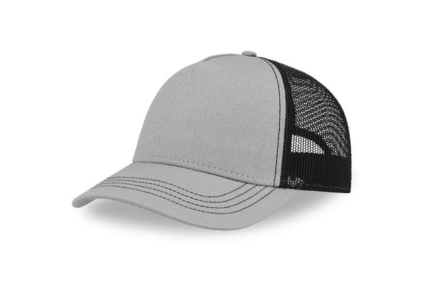 Бейсболка RAPPER CANVAS-S, 5 клиньев, пластиковая застёжка - Бейсболка "RAPPER CANVAS-S", 5 клиньев, серый/черный, пласт.заст., 100% полиэстер, 270 г/м2