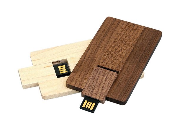 USB 2.0- флешка на 8 Гб в виде деревянной карточки с выдвижным механизмом - USB 2.0- флешка на 8 Гб в виде деревянной карточки с выдвижным механизмом