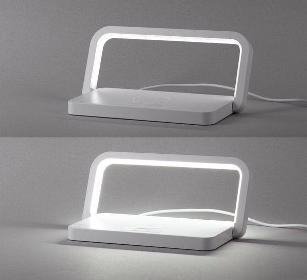 Лампа складная "Smart Light" с беспроводным (10W) зарядным устройством и подставкой для смартфона - Лампа складная "Smart Light" с беспроводным (10W) зарядным устройством и подставкой для смартфона белый