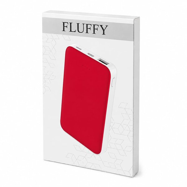 Внешний аккумулятор Fluffy, 5000 Mah - Внешний аккумулятор Fluffy, 5000 Mah, красный