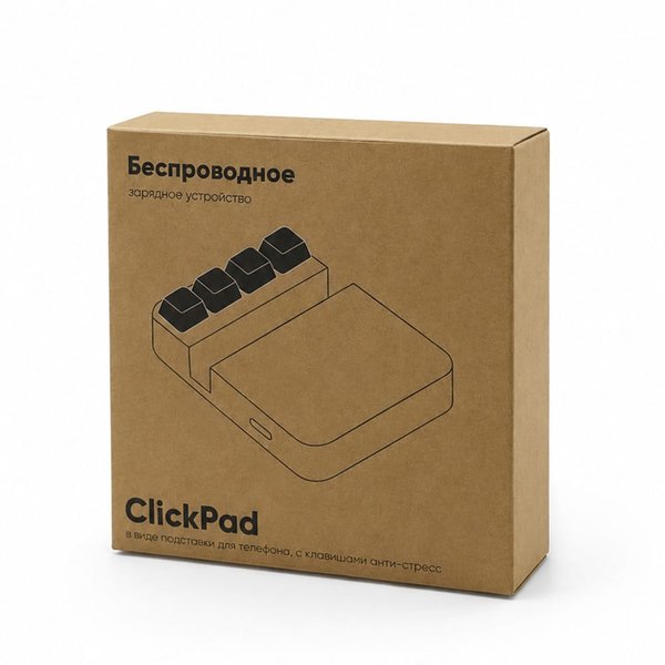 Беспроводное зарядное устройство ClickPad (10W) в виде подставки для телефона, с клавишами анти-стресс - Беспроводное зарядное устройство ClickPad (10W) в виде подставки для телефона, с клавишами анти-стресс, черный