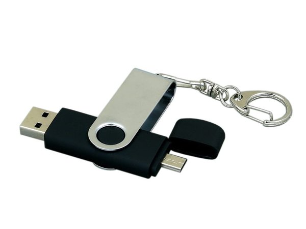 USB 2.0- флешка на 16 Гб с поворотным механизмом и дополнительным разъемом Micro USB - USB 2.0- флешка на 16 Гб с поворотным механизмом и дополнительным разъемом Micro USB