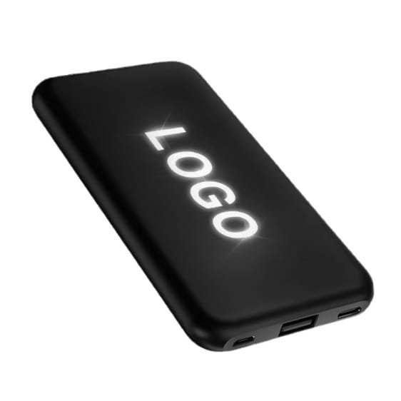 Внешний аккумулятор Kugo, 10000 mAh с подсветкой гравировки - Внешний аккумулятор Kugo, 10000 mAh с подсветкой гравировки, черный
