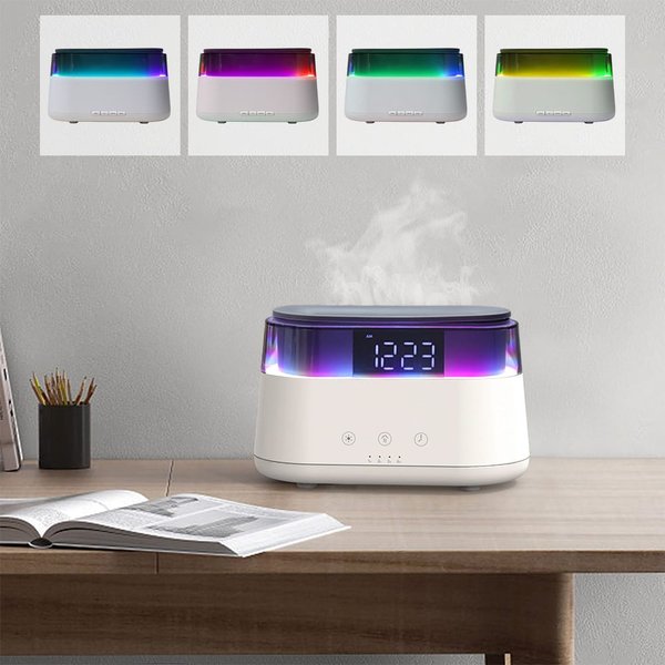 Светодиодный USB увлажнитель-ароматизатор Brava с часами с RGB подсветкой - Светодиодный USB увлажнитель-ароматизатор Brava с часами с RGB подсветкой