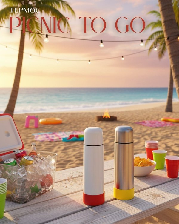 Термос Picnic Silver To Go, серебристый/ - Термос Picnic Silver To Go, серебристый/жёлтый