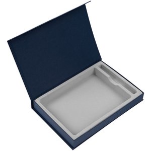 коробка silk с ложементом под ежедневник 15х21 см и ручку, ver.2, темно-синяя
