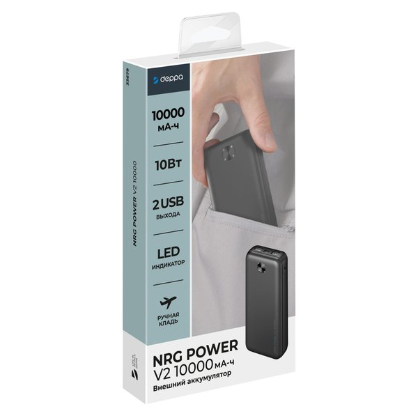 Внешний АКБ NRG Power V2 10000 мА-ч, 2A, 2xUSB - Внешний АКБ NRG Power V2 10000 мА-ч, 2A, 2xUSB