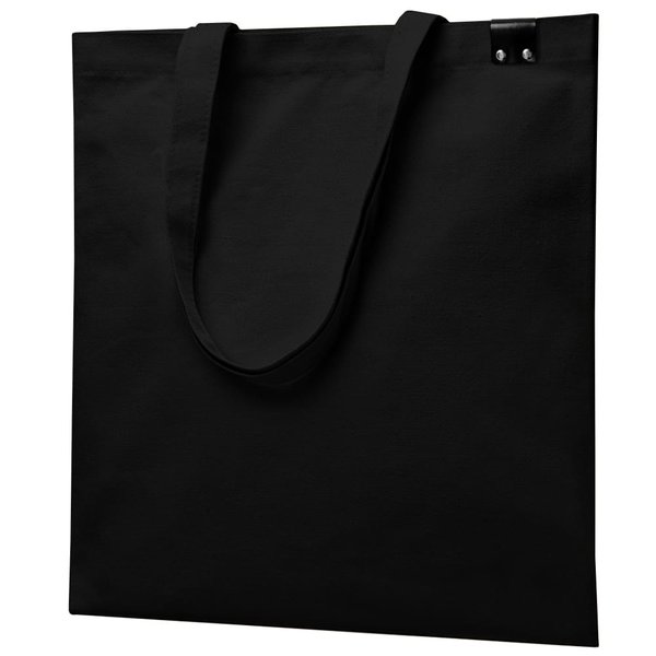 Сумка для покупок IVORY 325 г/м² с PU нашивкой - Сумка для покупок IVORY 325 г/м² с PU нашивкой, чёрный/чёрный