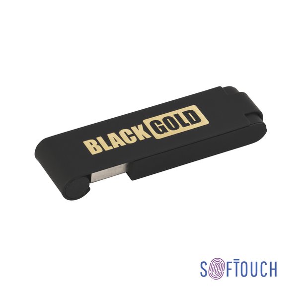 Флеш-карта "Case", объем памяти 16GB, черный/золото, покрытие soft touch - Флеш-карта "Case", объем памяти 16GB, черный/золото, покрытие soft touch черный с золотом