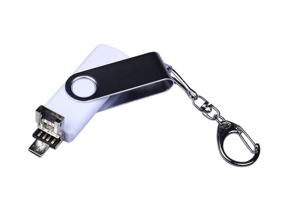 USB 2.0/micro USB/Type-C- флешка на 32 Гб c поворотным механизмом - USB 2.0/micro USB/Type-C- флешка на 32 Гб c поворотным механизмом