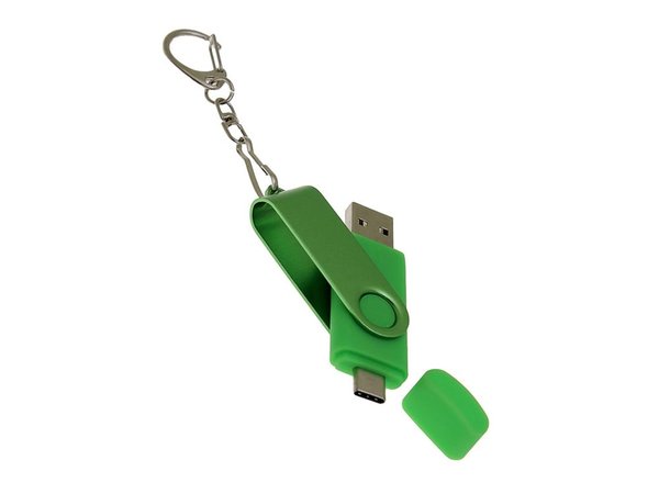 USB 2.0- флешка на 8 Гб с поворотным механизмом и дополнительным разъемом Type-C - USB 2.0- флешка на 8 Гб с поворотным механизмом и дополнительным разъемом Type-C