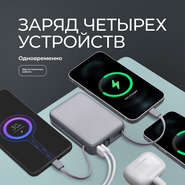 Внешний АКБ NRG Turbo Cable 20000 mAh, 22,5Вт - Внешний АКБ NRG Turbo Cable 20000 mAh, 22,5Вт
