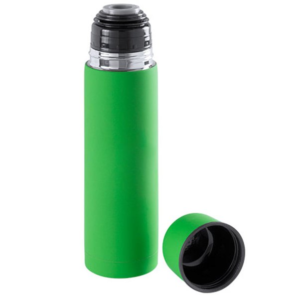 Термос вакуумный "Flask", 500 мл. - Термос вакуумный "Flask",сталь с покрытием софт тач, зеленый, 500 мл.