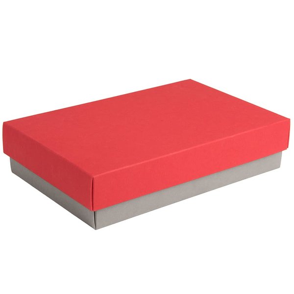 Коробка подарочная CRAFT BOX размер 17,5 x 11,5 x 4 см - Коробка подарочная CRAFT BOX, 17,5*11,5*4 см, серый, красный, картон 350 гр/м2