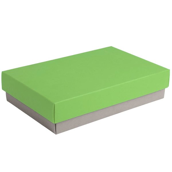 Коробка подарочная CRAFT BOX размер 17,5 x 11,5 x 4 см - Коробка подарочная CRAFT BOX, 17,5*11,5*4 см, серый, зеленое яблоко, картон 350 гр/м2