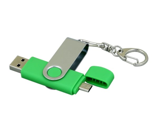 USB 2.0- флешка на 32 Гб с поворотным механизмом и дополнительным разъемом Micro USB - USB 2.0- флешка на 32 Гб с поворотным механизмом и дополнительным разъемом Micro USB