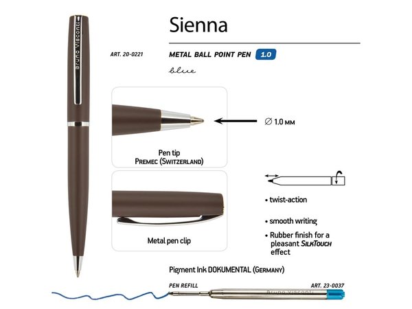 Ручка металлическая шариковая «Sienna», софт-тач - Ручка металлическая шариковая «Sienna», софт-тач