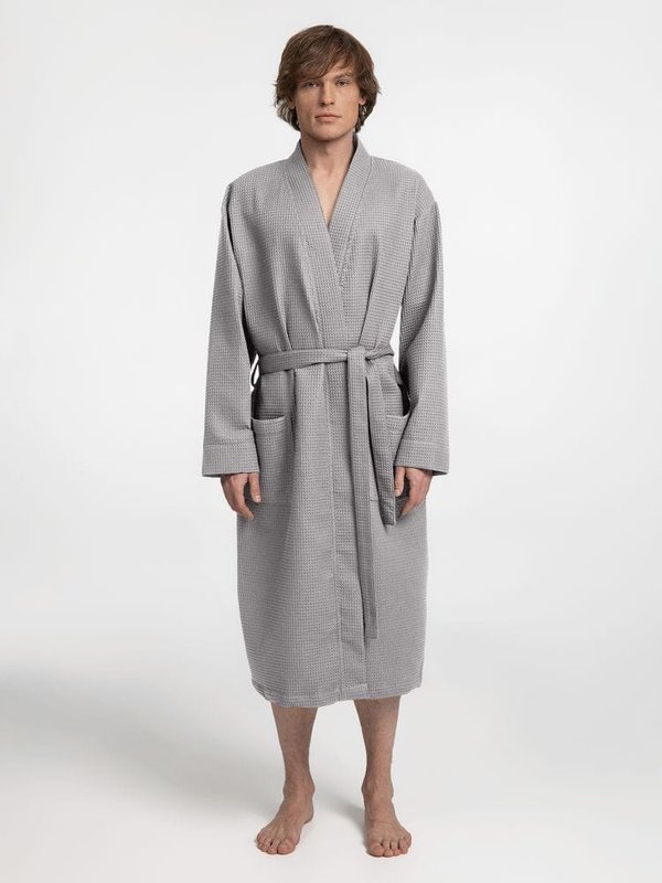 Халат вафельный Kimono, светло-серый