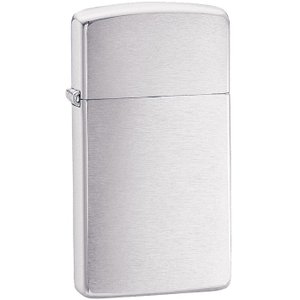 зажигалка zippo slim brushed, матовая серебристая