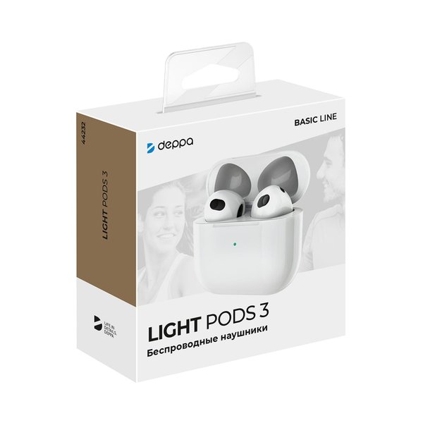 Беспроводные наушники с микрофоном Light Pods 3 , TWS, BT 5.4, 300 мАч - Беспроводные наушники с микрофоном Light Pods 3 , TWS, BT 5.4, 300 мАч