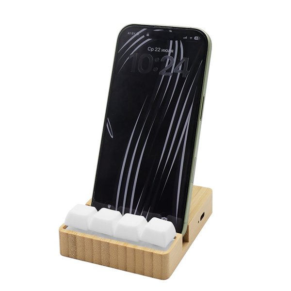 Беспроводное зарядное устройство ClickPad (10W) в виде подставки для телефона, с клавишами анти-стресс - Беспроводное зарядное устройство ClickPad (10W) в виде подставки для телефона, с клавишами анти-стресс, белый