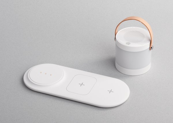 Настольная беспроводная (15W) зарядная станция "Smart Home" с bluetooth колонкой-лампой - Настольная беспроводная (15W) зарядная станция "Smart Home" с bluetooth колонкой-лампой белый