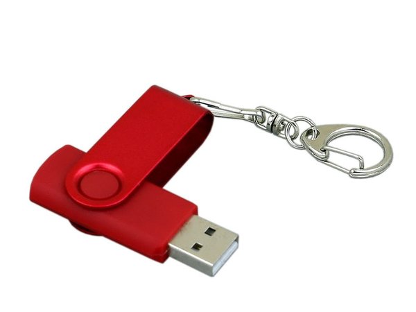 USB 2.0- флешка промо на 64 Гб с поворотным механизмом и однотонным металлическим клипом - USB 2.0- флешка промо на 64 Гб с поворотным механизмом и однотонным металлическим клипом