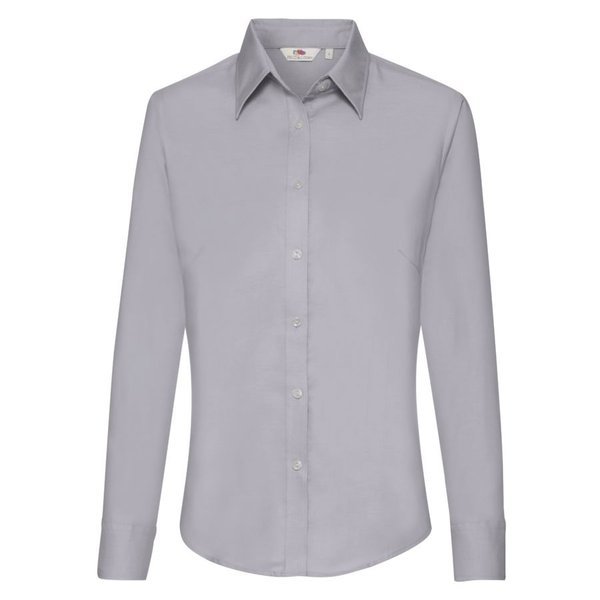 Рубашка женская LONG SLEEVE OXFORD SHIRT LADY-FIT 135 - Рубашка "Lady-Fit Long Sleeve Oxford Shirt", светло-серый_M, 70% х/б, 30% п/э, 135 г/м2