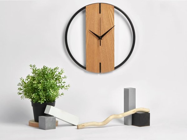 Деревянные часы с металлическим ободом «Time Wheel» - Деревянные часы с металлическим ободом «Time Wheel»