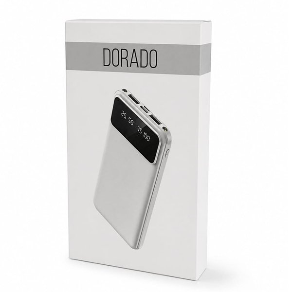 Внешний аккумулятор Dorado 10 000 mAh с фонариком - Внешний аккумулятор Dorado 10 000 mAh с фонариком, белый