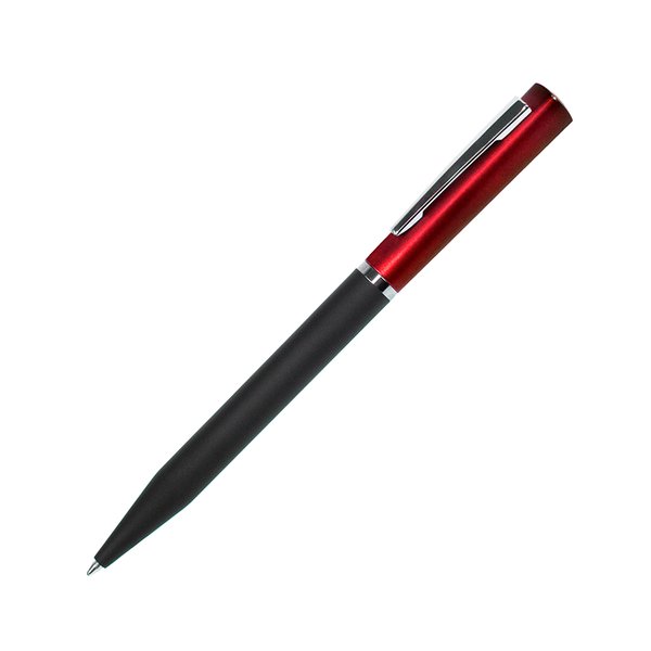 Ручка шариковая M1, пластик, металл, покрытие soft touch - M1, ручка шариковая, черный/красный, пластик, металл, софт-покрытие
