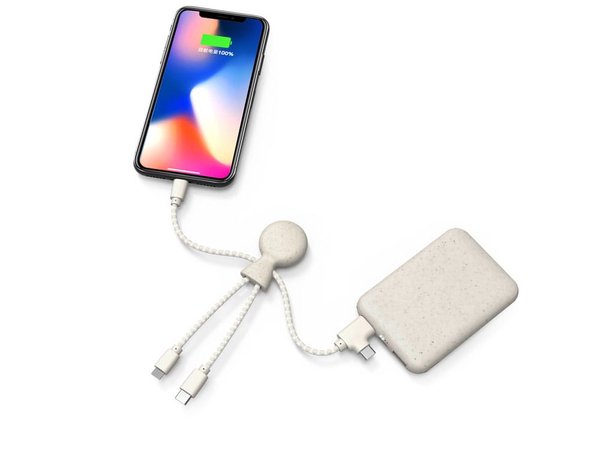 Внешний аккумулятор «BioPack» c кабелем «Mr. Bio», 5000 mAh - Внешний аккумулятор «BioPack» c кабелем «Mr. Bio», 5000 mAh