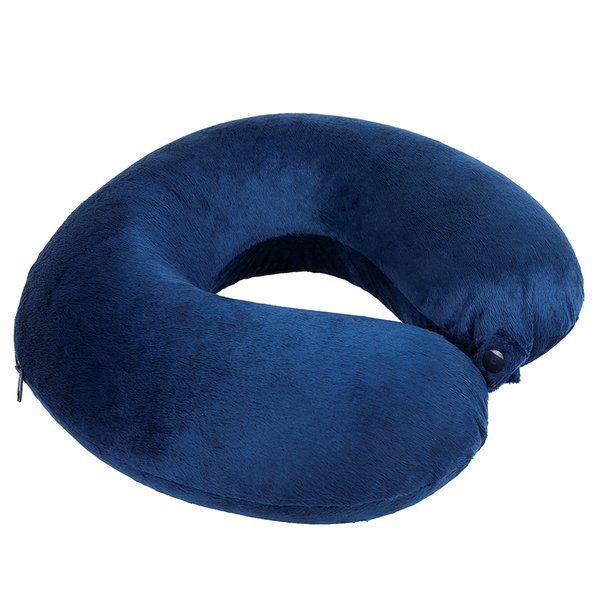 Подушка дорожная "SOFT"; memory foam, микрофибра, черный - Подушка дорожная "SOFT"; memory foam, микрофибра синий