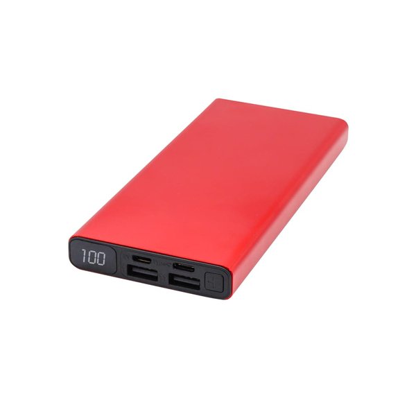 Внешний аккумулятор Höginn в металлическом корпусе, 10000mAh - Внешний аккумулятор Höginn в металлическом корпусе, 10000mAh, красный