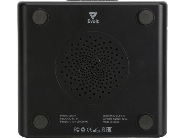 Беспроводная колонка с часами и функцией беспроводной зарядки «Sentry» - Беспроводная колонка с часами и функцией беспроводной зарядки «Sentry»