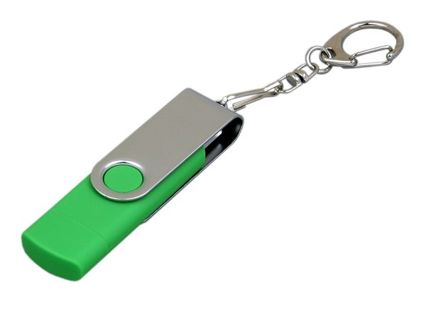 USB 2.0- флешка на 16 Гб с поворотным механизмом и дополнительным разъемом Micro USB - USB 2.0- флешка на 16 Гб с поворотным механизмом и дополнительным разъемом Micro USB