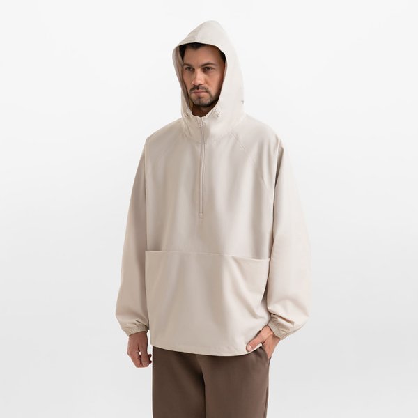 Ветровка (анорак) оверсайз унисекс Риссман (Rissman), бежевая, размер XL/XXL