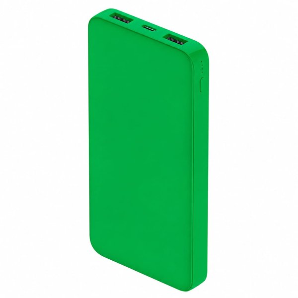 Внешний аккумулятор Polus, 10000 Mah, софт-тач покрытие - Внешний аккумулятор Polus, 10000 Mah, софт-тач покрытие, зеленый