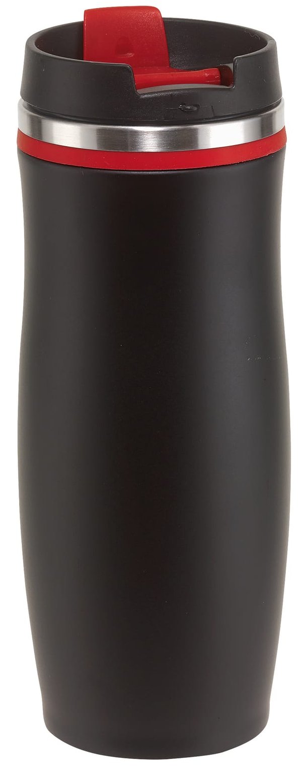 Кружка дорожная двустенная DARK CREMA, черный, красный - Кружка дорожная двустенная DARK CREMA, черный, красный