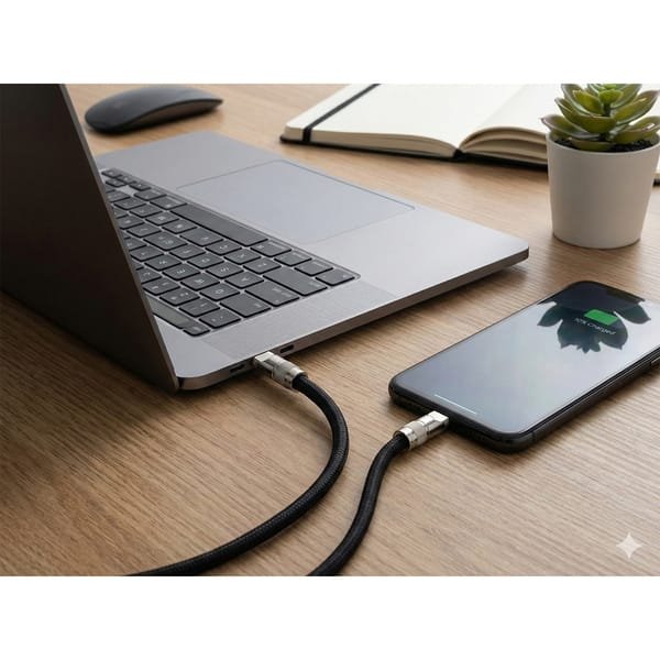 Шнурок для зарядки телефона Tavo 60W, черный - Шнурок для зарядки телефона Tavo 60W, черный