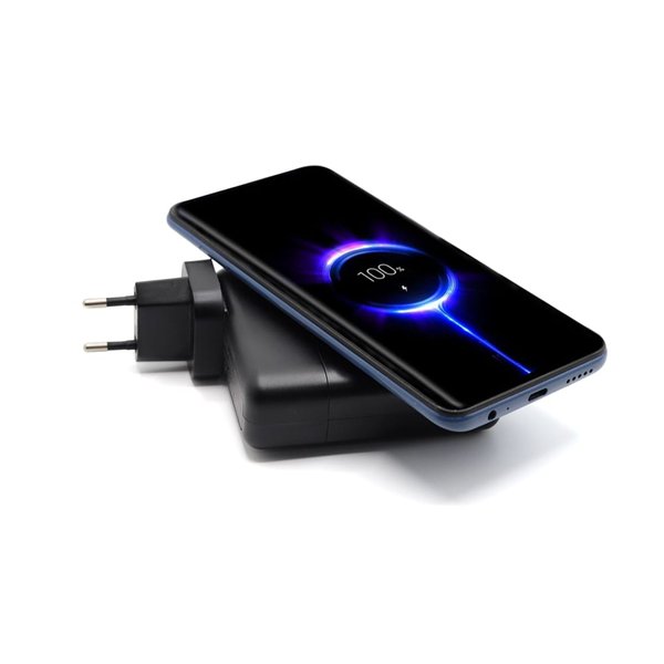 Внешний аккумулятор Gemini с беспроводной зарядкой и сетевым адаптером, 10000 mAh - Внешний аккумулятор Gemini с беспроводной зарядкой и сетевым адаптером, 10000 mAh, черный