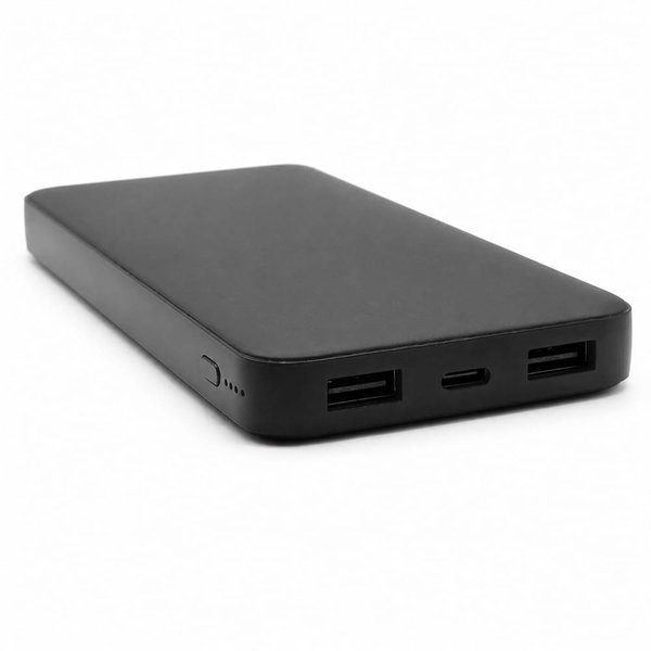 Внешний аккумулятор Polus, 10000 Mah, софт-тач покрытие - Внешний аккумулятор Polus, 10000 Mah, софт-тач покрытие, черный
