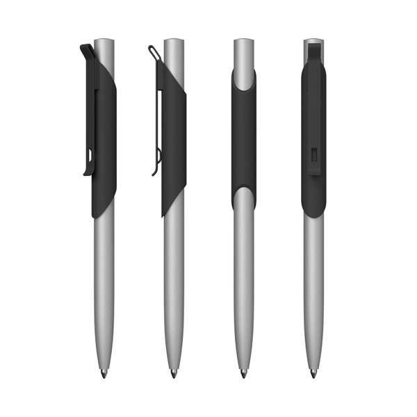 Ручка шариковая "Skil", покрытие soft touch - Ручка шариковая "Skil", покрытие soft touch черный с серебристым