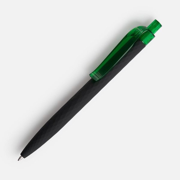 Ручка шариковая Prodir QS01 PRT-T Soft Touch, черная с зеленым