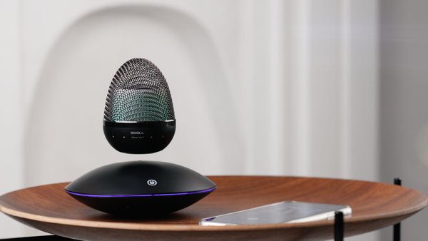 Левитирующая bluetooth колонка "Smart UFO" 3Вт с разноцветной подсветкой - Левитирующая bluetooth колонка "Smart UFO" 3Вт с разноцветной подсветкой черный с синим