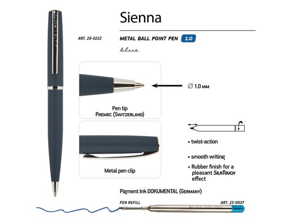 Ручка металлическая шариковая «Sienna», софт-тач - Ручка металлическая шариковая «Sienna», софт-тач