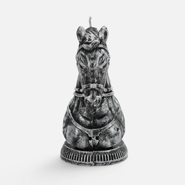Свеча фигурная «Бюст лошади», серебристая